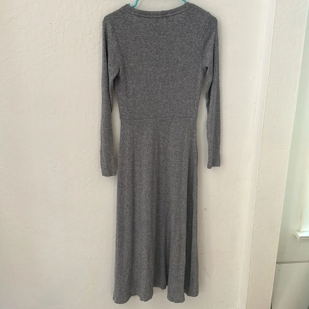 Banana Republic Gray Fine Knit Viscose Rayon Midi Maxi Slit Dress XS - Picture 6 of 9